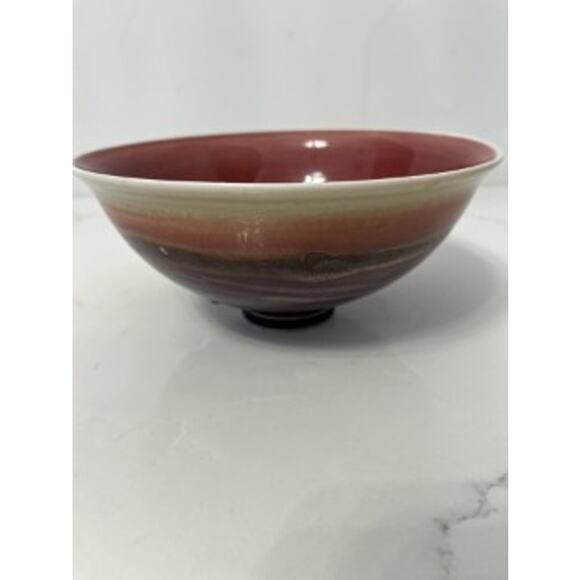 Studio Art Pottery Bowl Glazed Purple/Brown 7.5" Diameter - Picture 1 of 6